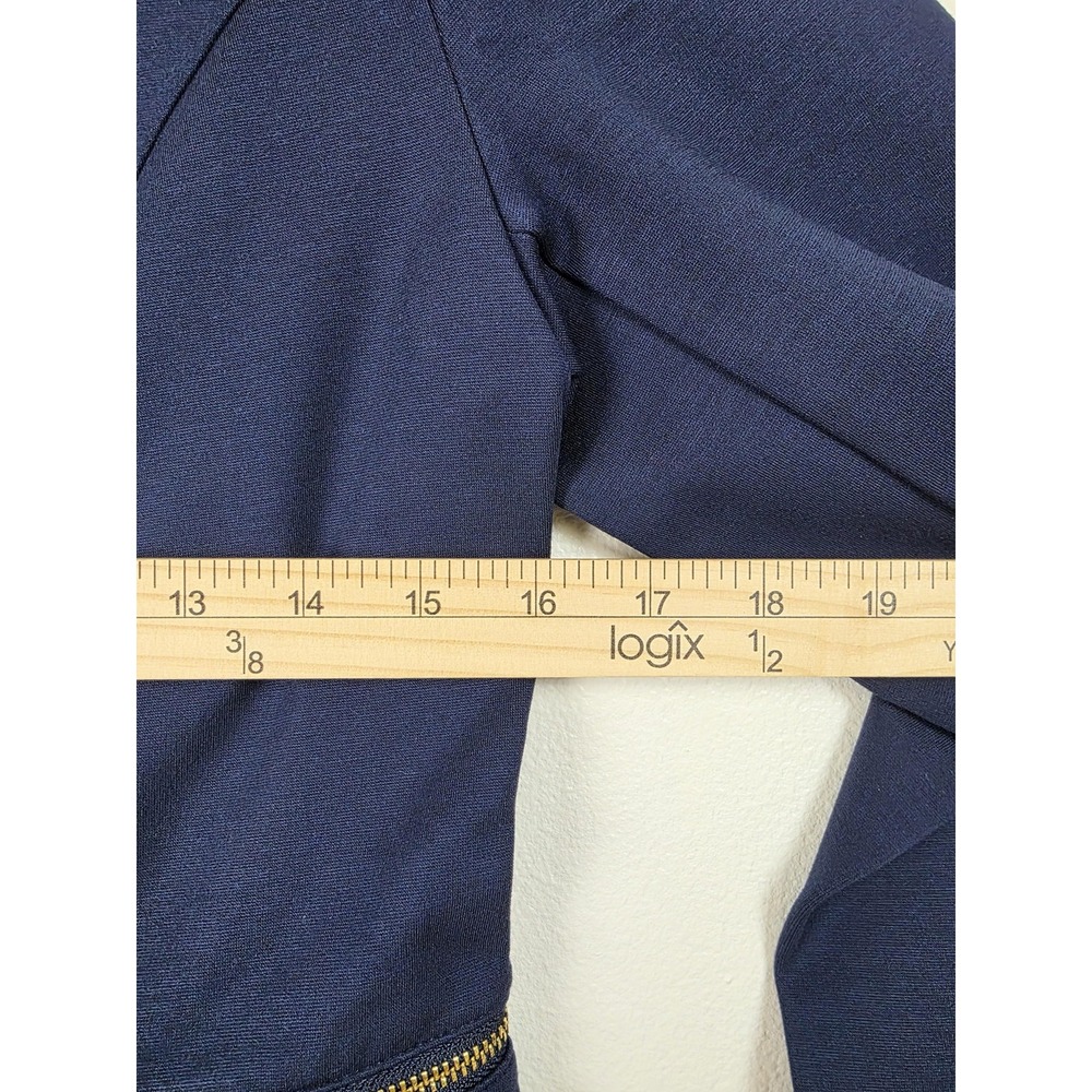 Iman Jacket Womens Small Navy Blue Convertible Gold Zip Off Stretch Open Blazer - Picture 12 of 16